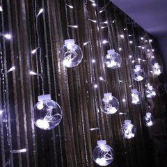 Декоративна гірлянда RD-070 штора LED біле світіння ∙ Гірлянда-штора RD-070 з кулями кулька в кульці LED біла