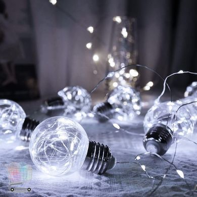 Декоративная гирлянда RD-070 штора LED белое свечение ∙ Гирлянда-штора RD-070 с шарами шарик в шарике LED белая