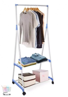 Универсальная передвижная напольная стойка – вешалка для одежды с полочками, на колесиках Coat Rack