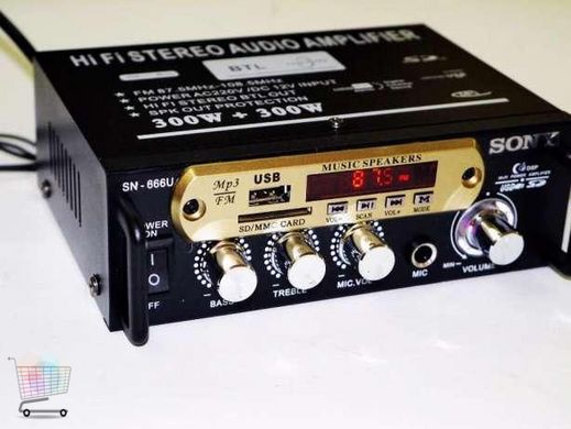 Усилитель Звука SN-666U FM USB 2x60 Вт PR4
