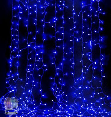 Гирлянда штора Водопад на окно Синий цвет свечения, 3х2м 240 LED с коннектором