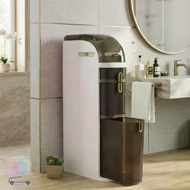 Шкаф-пенал 78&times;41&times;18 см &bull; Узкий напольный шкаф для ванной и туалета 78&times;41&times;18 см с секциями и колесиками