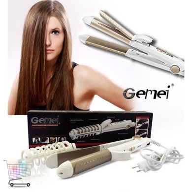 Выпрямитель-утюжок Gemei GM 2961 для укладки и завивки волос | Плойка | Щипцы для завивки 2в1
