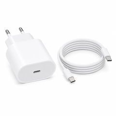 Зарядный адаптер 26X-199 USB-C 35W белый &bull; Сетевой блок питания 26X-199 с быстрой зарядкой и кабелем Type-C&ndash;Type-C 1 м для смартфонов