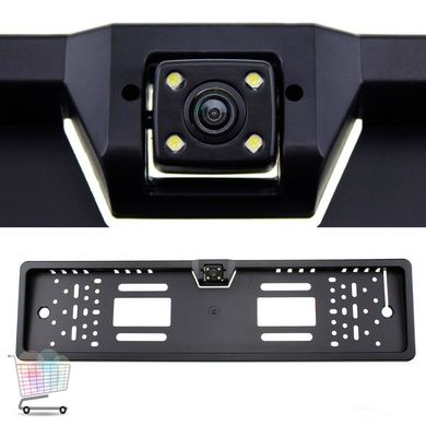 Камера заднего вида в авто номерной рамке с 16 LED подсветкой Black PR4