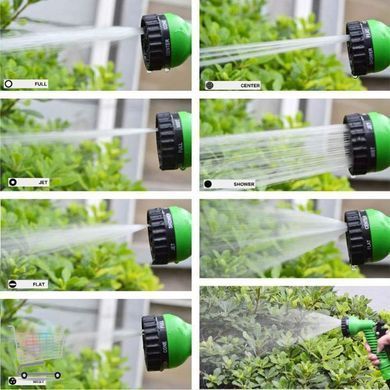 Гибкий садовый шланг Garden Hose 15 м с катушкой и распылителем 7-в-1 &bull; Универсальный поливочный шланг для дачи огорода сада и мытья авто