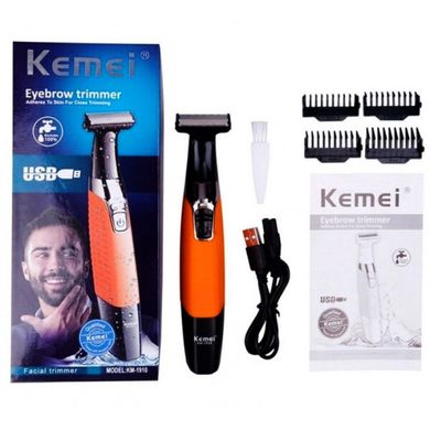 Беспроводной триммер – бритва Kemei KM-1910 профессиональный аккумуляторный для стрижки волос, бороды и усов + 4 насадки