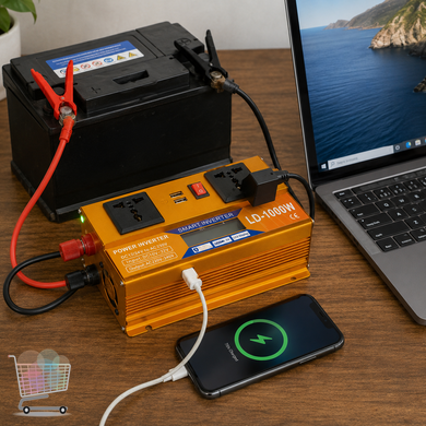 Автомобільний інвертор 5 CORE SC-1000VA 1000W &bull; Перетворювач напруги 5 CORE SC-1000VA 12V-220V 660 Вт з USB та захистом
