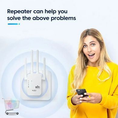 Ретранслятор Wi-Fi сигнала 2.4G с усиленным покрытием и 6 антеннами ∙ Усилитель Wi-Fi сети 300 Мбит/с для дома и офиса