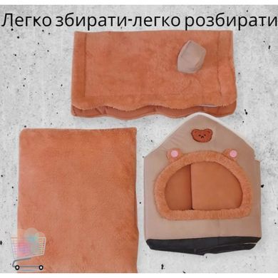 Будиночок-лежанка MA687 40х35х38 см хакі &bull; М&rsquo;який будиночок для котів, маленьких собак та домашніх тварин