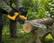 Беспроводная электропила Electric Saw DT-1291 16" с 2 АКБ жёлтая &bull; Аккумуляторная цепная пила Electric Saw DT-1291 для сада, дачи и распила древесины жёлтая