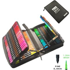 Набор художественных акварельных маркеров, 100 шт · Двусторонние фломастеры для рисования в сумке