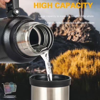 Термос с чашкой из нержавеющей стали Vacuum flask 970, 1400 мл · Кружка-термос туристический с удобной ручкой