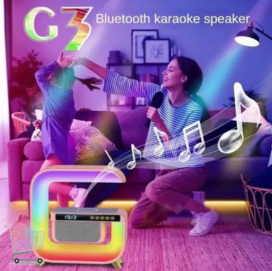 Ночник аккумуляторный с Bluetooth колонкой RGB G3 ∙ Настольная смарт лампа с беспроводной зарядкой