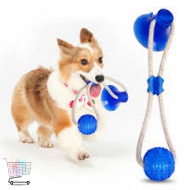 Мячик с канатом WM-60 / Резиновая игрушка для собак на присоске