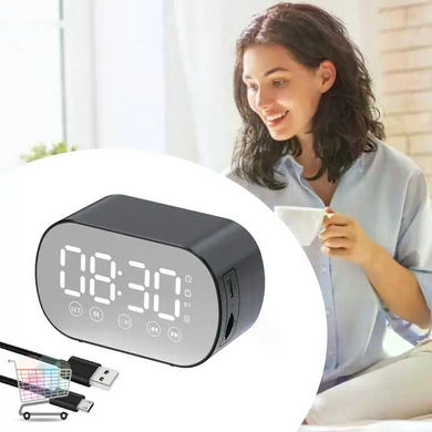 Портативная Bluetooth колонка S15 BT с электронными часами и будильником ∙ Беспроводная мини-акустика с FM-радио, LED-дисплеем и поддержкой microSD