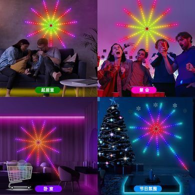 Світлодіодна RGB стрічка Феєрверк з пультом та Bluetooth від USB ∙ Новорічний світильник 28Key Kit BT
