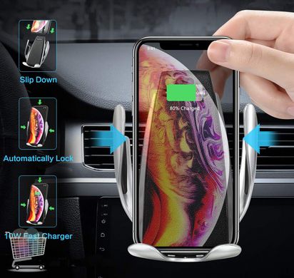 Автодержатель телефона с функцией беспроводной зарядки S5 Techno Smart Sensor Умный держатель смартфона для авто