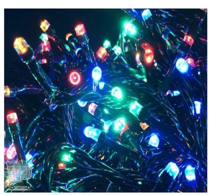 Светодиодная гирлянда 300LED тёплый свет на черном проводе ∙ Уличная разноцветная гирлянда на черном каучуковом проводе