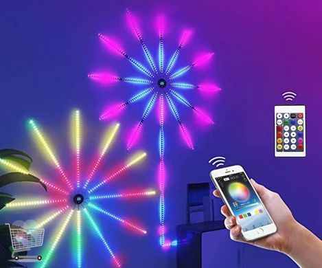 Світлодіодна RGB стрічка Феєрверк з пультом та Bluetooth від USB ∙ Новорічний світильник 28Key Kit BT