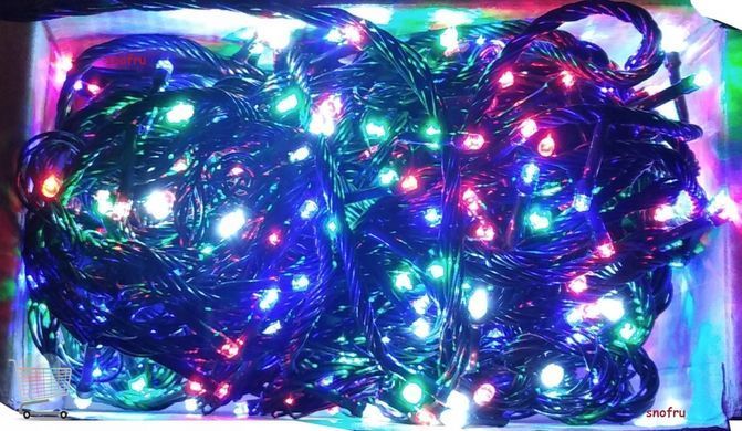 Светодиодная гирлянда 300LED тёплый свет на черном проводе ∙ Уличная разноцветная гирлянда на черном каучуковом проводе