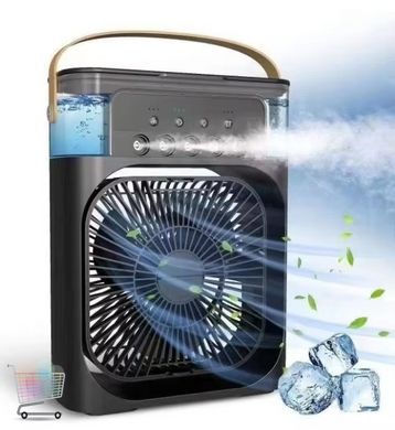 Портативний вентилятор Air Cooler Fan з функцією зволожувача · Міні кондиціонер з відділенням для льоду · Вентилятор-зволожувач з підсвічуванням