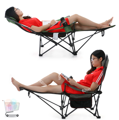 Складне крісло – шезлонг для риболовлі та відпочинку · Туристичний розкладний лежак у чохлі, 170х62 см
