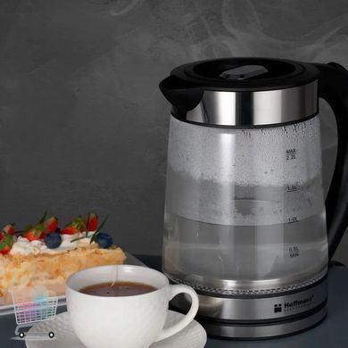 Стеклянный электрочайник Hoffmans 2,2L HM-2515 &bull; Электрический чайник 1800W для быстрого кипячения воды, чая и кофе