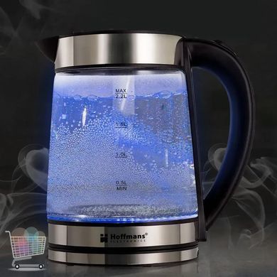 Стеклянный электрочайник Hoffmans 2,2L HM-2515 &bull; Электрический чайник 1800W для быстрого кипячения воды, чая и кофе