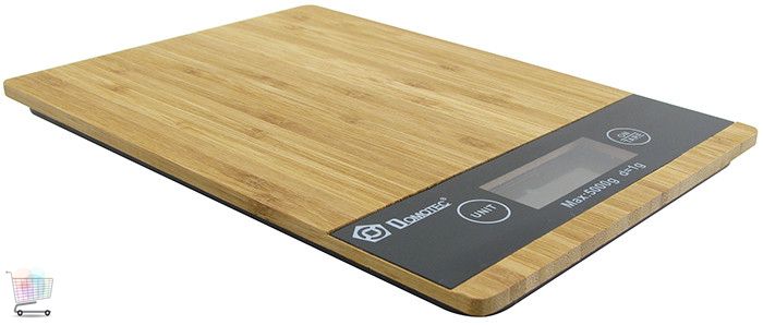 Ваги кухонні електронні Domotec MS-A Wood із сенсорним дисплеєм та платформою з дерева, до 5 кг