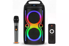 Портативная колонка для караоке TTD-2016 &bull; Беспроводная Bluetooth акустика Portable Party Speaker TTD-2016 с аккумулятором, микрофонным входом, USB, microSD и цветной LED-подсветкой