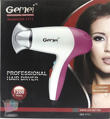 Фен для волос Gemei GM-1711 1200 Ватт для ежедневного использования CG23 PR2