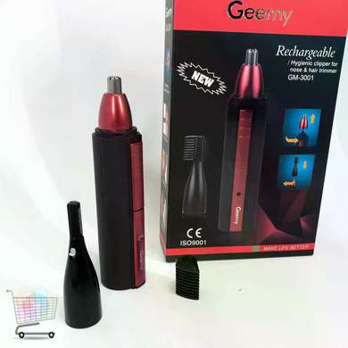 Аккумуляторный триммер для носа, ушей, бороды и усов GEMEI GM-3001 2 в 1 &bull; мужской компактный мультитриммер с 2 насадками для точного ухода