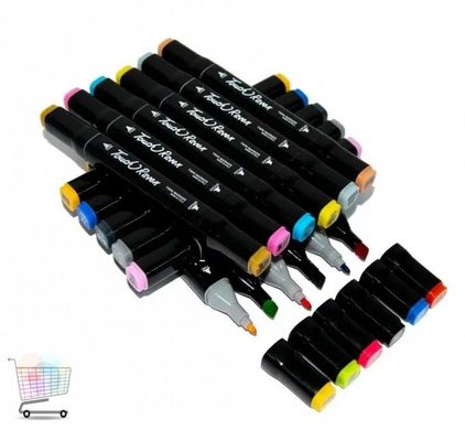 Набор двусторонних художественных маркеров для скетчинга 24 шт / Маркеры фломастеры для рисования на бумаге Sketch Marker Touch Raven