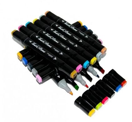 Набор двусторонних художественных маркеров для скетчинга 24 шт /  Маркеры фломастеры для рисования на бумаге Sketch Marker Touch Raven