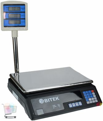 Торговые настольные весы BITEK YZ-208 с аккумулятором, электронным счетчиком цены и стойкой до 55 кг