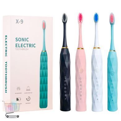 Ультразвуковая зубная щетка Sonic E-X9 с комплектом из 4 насадок ∙ Электрическая зубная щетка Sonic E-X9 для дома и путешествий