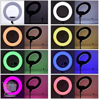 Селфі-кільце освітлювальне для фото та відео зйомок ∙ Світлодіодна кільцева RGB лампа MJ33, 33 см