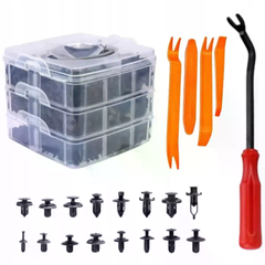 Универсальный набор автомобильных клипс и съемников Master Clip Kit 925 предметов ∙ Пистоны, фиксаторы и крепежи 26 размеров в кейсе для обшивки дверей, бампера и салона