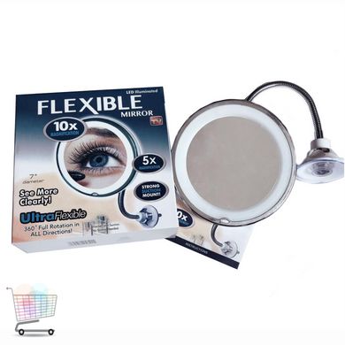 Дзеркало для макіяжу гнучке, з підсвіткою LED Ultra Flexible mirror 10X збільшення, на присоску