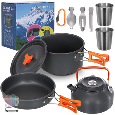 Металлическая посуда Camping Cooking 2 в 1 для походов рыбалки и кемпинга ∙ Универсальная посуда Camping Cooking для активного отдыха на природе
