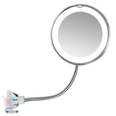 Дзеркало для макіяжу гнучке, з підсвіткою LED Ultra Flexible mirror 10X збільшення, на присоску