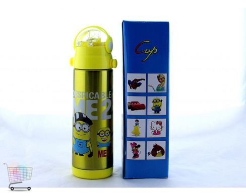 Детский термос – непроливайка Миньон ZK G603 ∙ Термокружка – бутылочка для напитков с трубочкой для ребенка, 350 мл