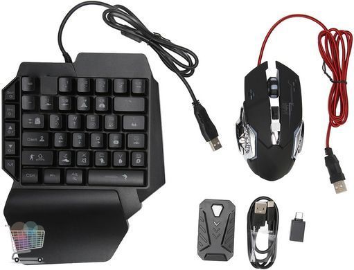 Комплект клавіатура та миша Mix Pro 3в1 для роботи та ігор з RGB та адаптером ∙ Ігровий комплект Mix Pro 3в1 з RGB-підсвіткою та адаптером для консолей
