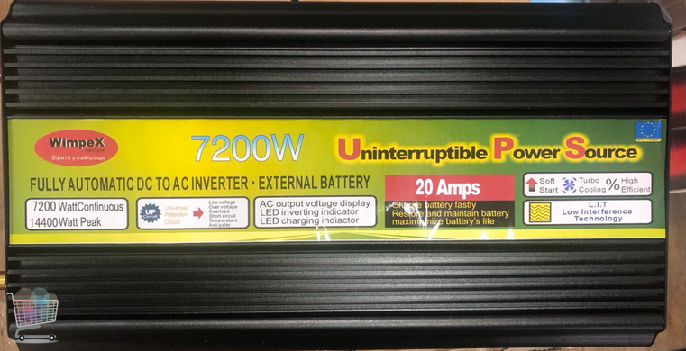 Преобразователь POWER INVERTER Wimpex 7200 W · Инвертор напряжения тока 12v-220v с зарядным устройством + UPS