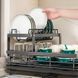 Настольная сушилка для посуды BauTech 42,5х29,5х17 см черная &bull; Двухъярусный кухонный органайзер BauTech с поддоном и держателем для тарелок