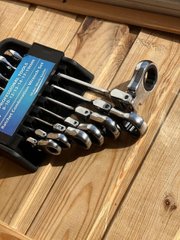 Набор комбинированных ключей Wrench set ES-7 · Ключи трещоточные шарнирные 8-19 мм