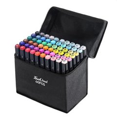 Набор двусторонних художественных маркеров для скетчинга 60 шт / Маркеры фломастеры для рисования на бумаге Sketch Marker Touch Raven / Подарок художнику