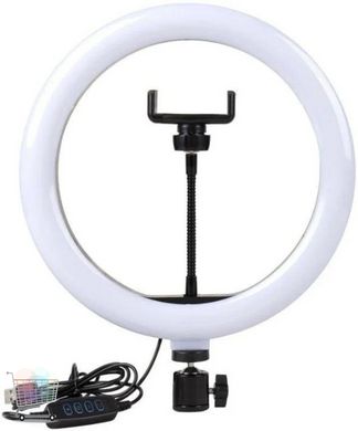 Светодиодная кольцевая LED лампа S31 / USB лампа с креплением, держателем телефона, 33см