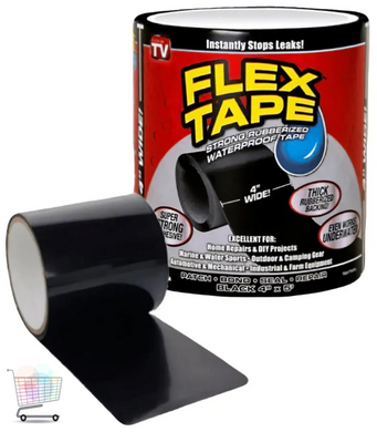 Герметизувальна клейка стрічка Flex Tape 1 м для усунення протікань &bull; Водостійка ремонтна скотч-стрічка Flex Tape для труб, шлангів, тентів і басейнів